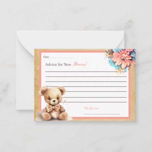 Boho Pink Bear Babyduschempfehlung für Mommy Card Mitteilungskarte (Vorderseite)