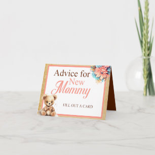 Boho Pink Bear Babyduschempfehlung für Mommy Table Karte