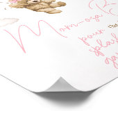 Boho Pink Bear Balloon Baby Dusche Mama Osa Bar Poster (Ecke)