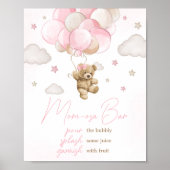 Boho Pink Bear Balloon Baby Dusche Mama Osa Bar Poster (Vorne)