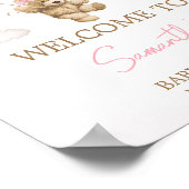 Boho Pink Bear Balloon Baby Dusche Willkommen Poster (Ecke)