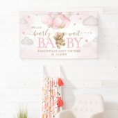 Boho Pink Bear Balloon Babydusche Banner (Insitu)