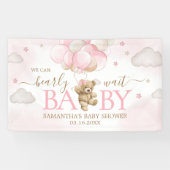 Boho Pink Bear Balloon Babydusche Banner (Horizontal)