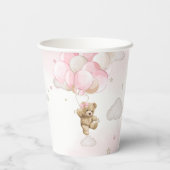 Boho Pink Bear Balloon Babydusche Pappbecher (Rückseite)