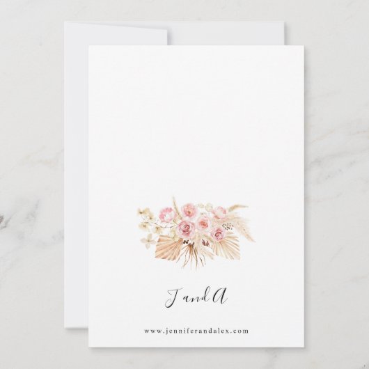 Boho Pink & Beige Bläsergoldene Hochzeit Einladung (Rückseite)