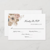 Boho Pink Beige Botanische Hochzeit RSVP Karte (Vorne/Hinten)