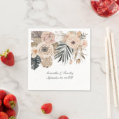 Boho Pink Beige Gray Botanicals Hochzeit Serviette (Beispiel)