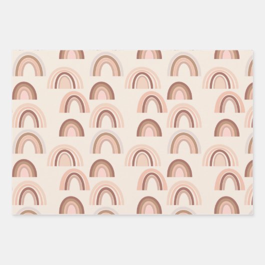 Boho Pink Beige Rainbow Wrapping Paper Sheets Geschenkpapier Set (Vorderseite 3)