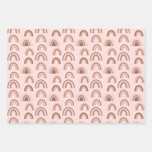 Boho Pink Beige Rainbow Wrapping Paper Sheets Geschenkpapier Set (Vorderseite 2)
