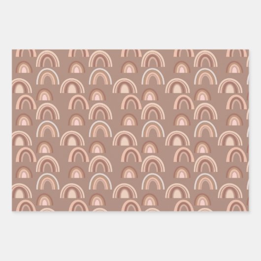 Boho Pink Beige Rainbow Wrapping Paper Sheets Geschenkpapier Set (Vorderseite)