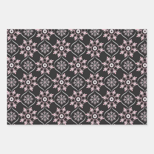 Boho Pink & Black Mandala Geschenkpapier Set (Vorderseite 2)