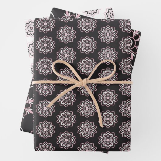 Boho Pink & Black Mandala Geschenkpapier Set (Beispiel)