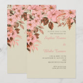 Boho Pink Bläserner Herbst Bamboo Hochzeit Einladung (Vorne/Hinten)
