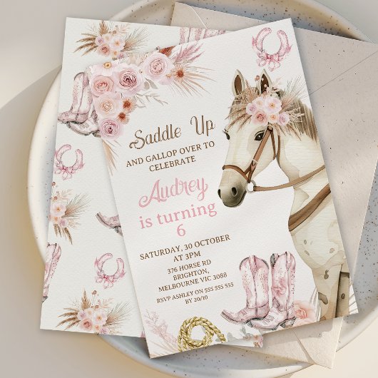 Boho Pink Bläsersattel Einladung