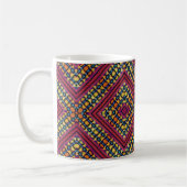 Boho Pink, Blau, Orange und Gelb Trbal Inspiriert Kaffeetasse (Links)