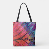 Boho Pink Blue Abstrakt Modern Art Batik Gefärbte Tasche (Rückseite)