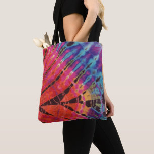 Boho Pink Blue Abstrakt Modern Art Batik Gefärbte Tasche