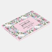 Boho Pink Blue Blumen Hochzeit Personalisierte Blu Gästebuch (Ecke)