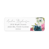 Boho Pink Blue Floral Custom Rücksendeadresse (Vorne)