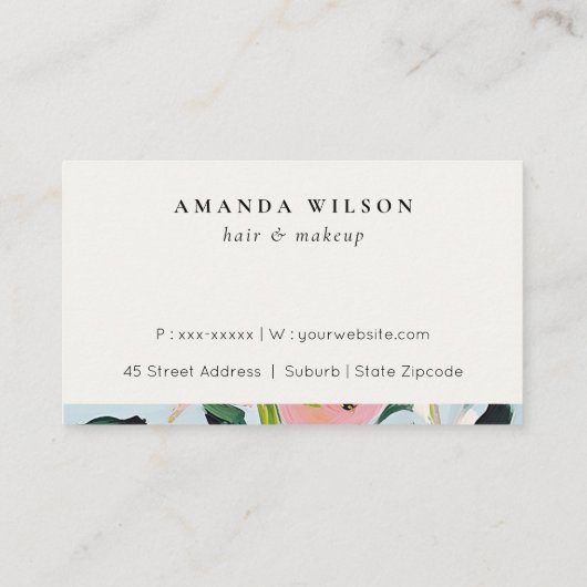 Boho Pink Blue Green Painted Floral Loyality Visitenkarte (Rückseite)