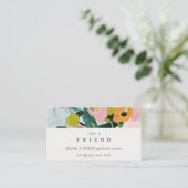 Boho Pink Blue Green Painted Floral Refer A Friend Visitenkarte (Stehend Vorderseite)