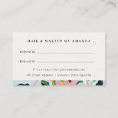 Boho Pink Blue Green Painted Floral Refer A Friend Visitenkarte (Rückseite)