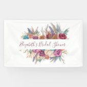Boho Pink Blue Lila Floral Brautparty Banner (Horizontal)