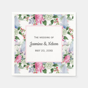 BOHO PINK BLUE LILAC PERSONALISIERT WEDD SERVIETTE