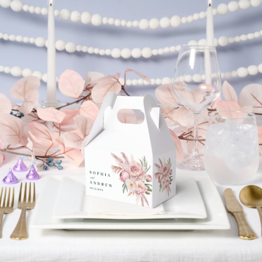 Boho Pink Blume Pampas Grass Wedding Geschenkschachtel (Hochzeit)