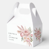 Boho Pink Blume Pampas Grass Wedding Geschenkschachtel (Rückseite)