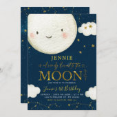 Boho Pink Blume über dem Mond Baby Dusche Einladun Einladung (Vorne/Hinten)