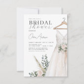 Boho Pink Blume und Grünes Brautparty Einladung (Vorderseite)