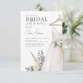 Boho Pink Blume und Grünes Brautparty Einladung (Stehend Vorderseite)