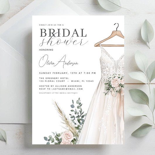 Boho Pink Blume und Grünes Brautparty Einladung