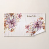 Boho Pink Blume Wasserfarben Elegant Stilvoll Badhandtuch Set (Handtuch)