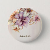 Boho Pink Blume Wasserfarben Elegant Stilvoll Button (Vorderseite)