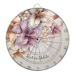 Boho Pink Blume Wasserfarben Elegant Stilvoll Dartscheibe