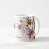 Boho Pink Blume Wasserfarben Elegant Stilvoll Kaffeetasse (VorderseiteRechts)