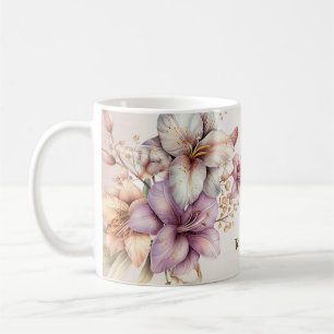 Boho Pink Blume Wasserfarben Elegant Stilvoll Kaffeetasse