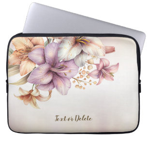 Boho Pink Blume Wasserfarben Elegant Stilvoll Laptopschutzhülle