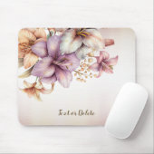 Boho Pink Blume Wasserfarben Elegant Stilvoll Mousepad (Mit Mouse)