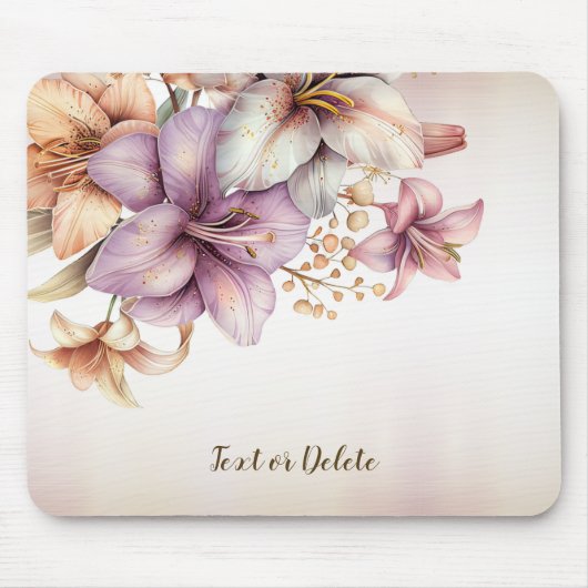 Boho Pink Blume Wasserfarben Elegant Stilvoll Mousepad (Vorne)