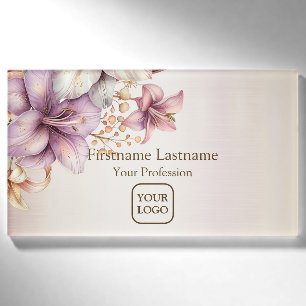 Boho Pink Blume Wasserfarben Elegant Stilvoll Namenschild