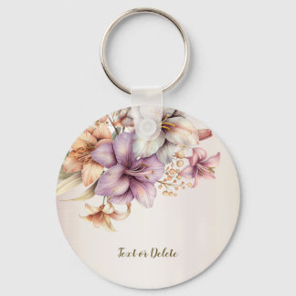 Boho Pink Blume Wasserfarben Elegant Stilvoll Schlüsselanhänger