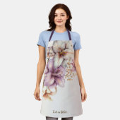 Boho Pink Blume Wasserfarben Elegant Stilvoll Schürze (Getragen)