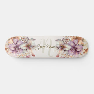 Boho Pink Blume Wasserfarben Elegant Stilvoll Skateboard