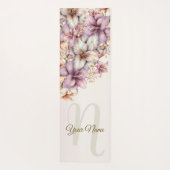 Boho Pink Blume Wasserfarben Elegant Stilvoll Yogamatte (Rückseite)