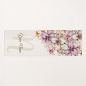 Boho Pink Blume Wasserfarben Elegant Stilvoll Yogamatte (Vorderseite (Horizontal))