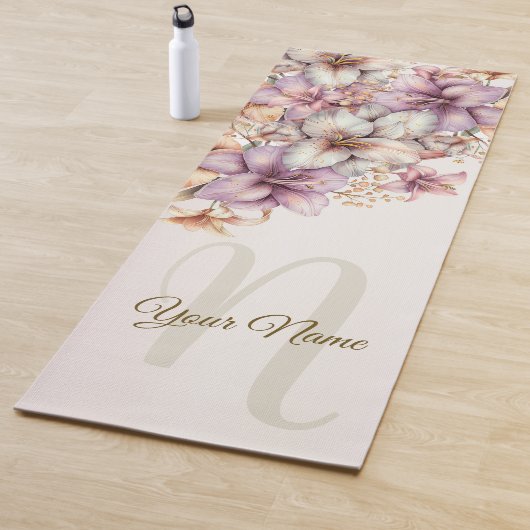 Boho Pink Blume Wasserfarben Elegant Stilvoll Yogamatte (Beispiel)