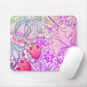 Boho Pink Blumen William Morris Vintage Kunst Mousepad